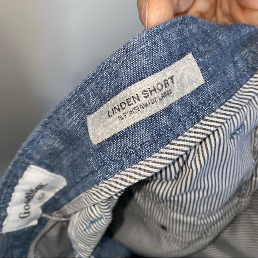 GOODFELLOW Mens 30 Blue Chambray Linden Short 10.5" Casual Chino Shorts FF10 - Picture 7 of 8